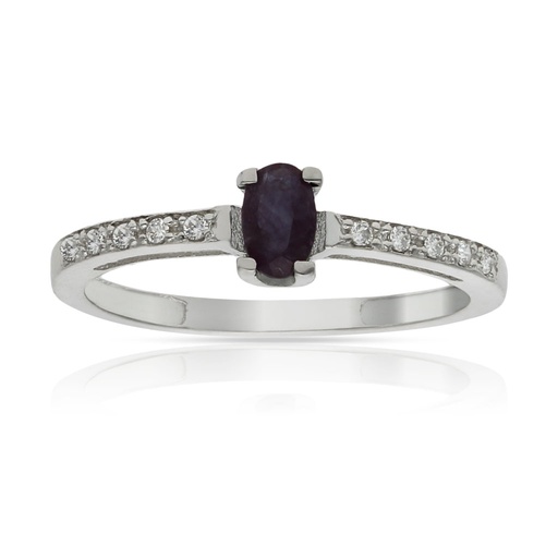 SORTIJA ORO BLANCO 18KL RUBI FINO + CIRCONITAS