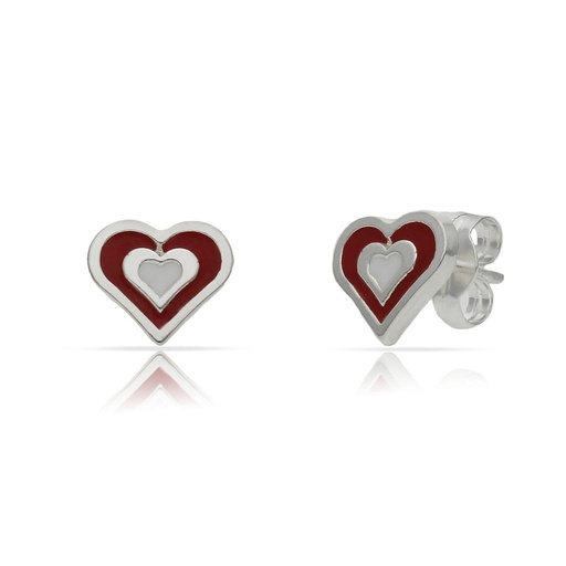 [AG1724] PENDIENTE PLATA 925MM CORAZONES ESMALTADOS - 7X8MM