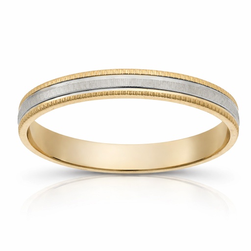 ALIANZA ORO 18KL BICOLOR TALLADA - 3MM