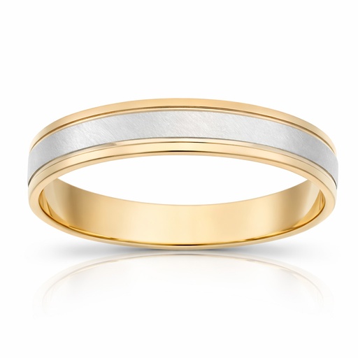 ALIANZA ORO 18KL BICOLOR TALLADA - 4MM