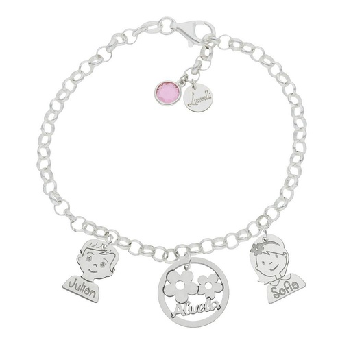[AG3222] PULSERA MI HISTORIA PLATA 925MM ABUELA FLORES
