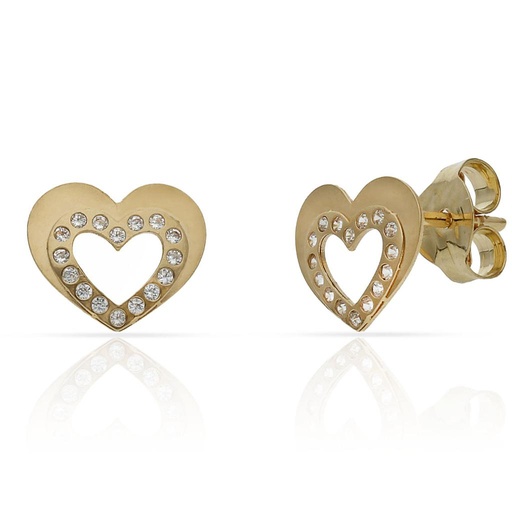 [P1499] PENDIENTES ORO 18KL CORAZON CIRCONITAS - 7.50x6.50MM