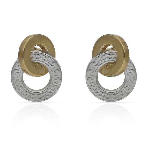 [P1513] PENDIENTES ORO 18KL BICOLOR TALLADOS