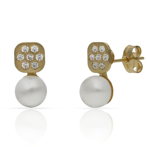 [P1522] PENDIENTES ORO 18KL PERLAS + CICONITAS