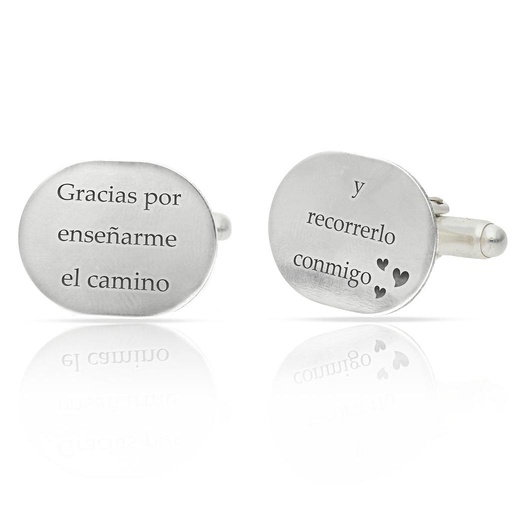 [AG7006] GEMELOS OVALADOS PLATA 925MM FRASE