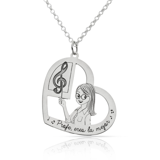 [AG2114] GARGANTILLA PLATA 925MM PROFESORA MUSICA - 28x26MM