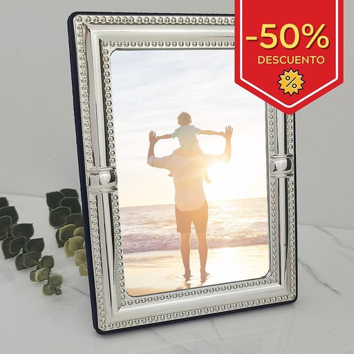 [831D] MARCO EN PLATA 9X13 - TERMINACION EN TERCIOPELO AZUL