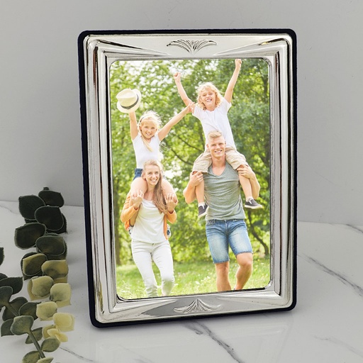 [875D] MARCO EN PLATA 9X13 - TERMINACION EN TERCIOPELO AZUL