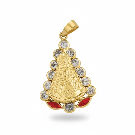 [M329] MEDALLA ORO 18KL V. DEL ROCIO CIRCONITAS - 18x25MM