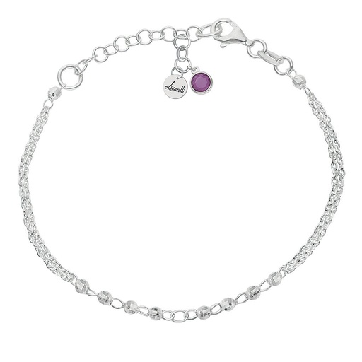 [AG3400L] PULSERA MI HISTORIA PLATA 925MM FORZADA + BOLAS - LILA