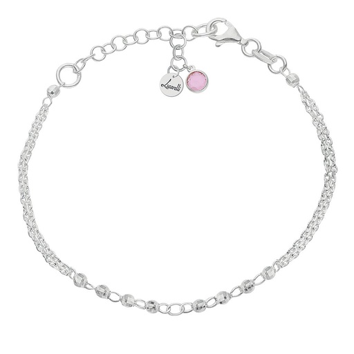 [AG3400R] PULSERA MI HISTORIA PLATA 925MM FORZADA + BOLAS - ROSA