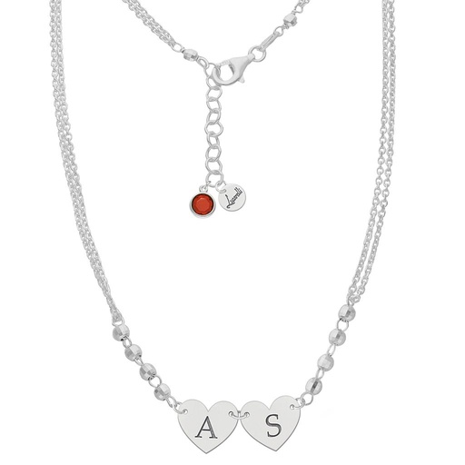 [AG2115] GARGANTILLA PLATA 925MM - CORAZONES + INICIALES