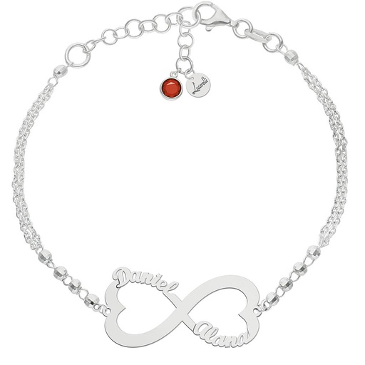 [AG339] PULSERA PLATA 925MM FORZADA + BOLAS - INFINITO CORAZONES