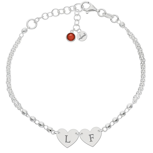 [AG338] PULSERA PLATA 925MM FORZADA + BOLAS - CORAZONES + INICIALES