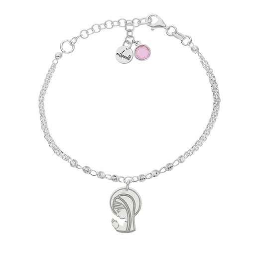 [AG3235] PULSERA MI HISTORIA PLATA 925MM FORZADA + BOLAS - VIRGEN NIÑA