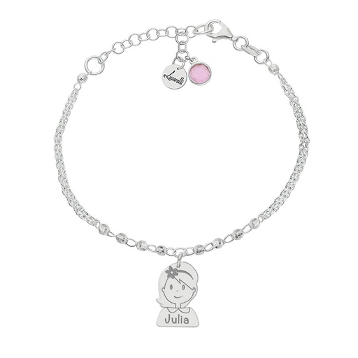 [AG3234] PULSERA MI HISTORIA PLATA 925MM FORZADA + BOLAS - NIÑA COMUNION