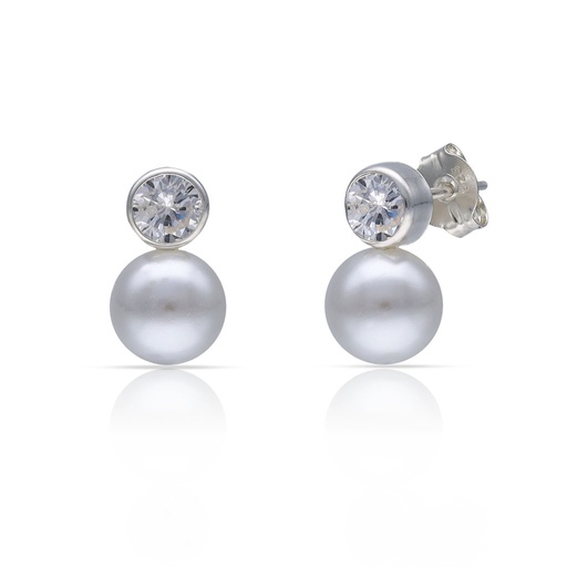 PENDIENTES PLATA 925MM CHATON + PERLAS