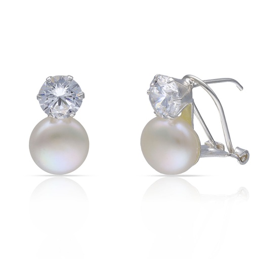 PENDIENTES PLATA 925MM CIRCONITAS + PERLAS