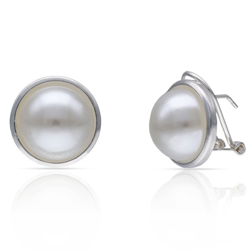 [AG1776] PENDIENTES PLATA 925MM CERCO + PERLAS - 14MM