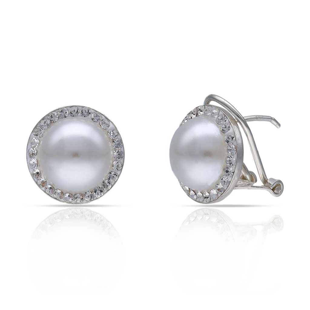 PENDIENTES PLATA 925MM CIRCONITAS + PERLAS - 13MM