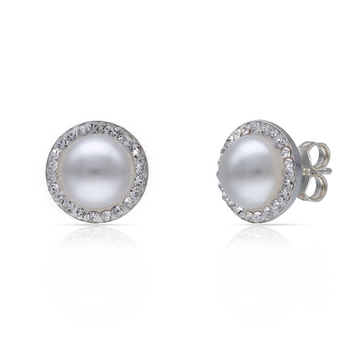 [AG1782] PENDIENTES PLATA 925MM PERLAS + CIRCONITAS - 10MM