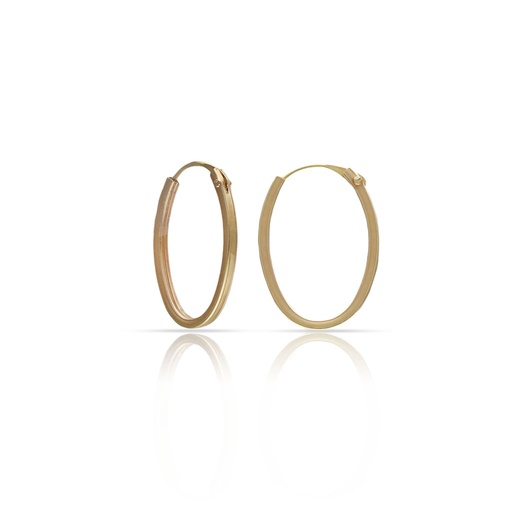 [A346] AROS ORO 18KL OVAL 4 CARAS - 8x12MM