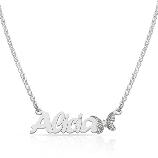 [AG2131] GARGANTILLA PLATA 925MM NOMBRE + MARIPOSA
