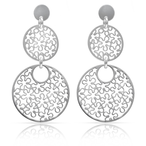 [AG1791] PENDIENTES PLATA 925MM CIRCULOS + FLORES CALADAS