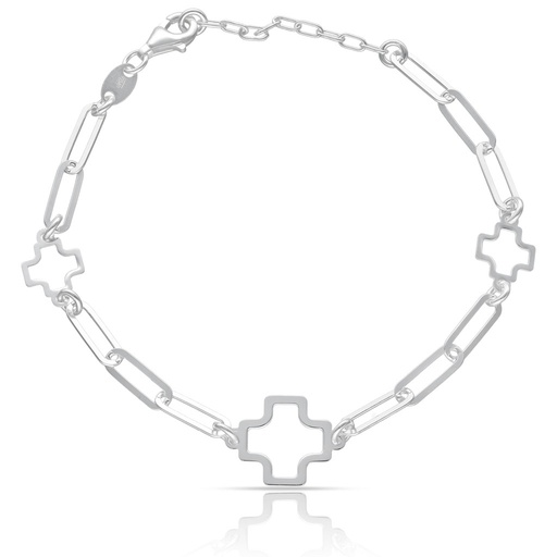 [AG9018] PULSERA PLATA 925MM CRUCES + ESLABONES