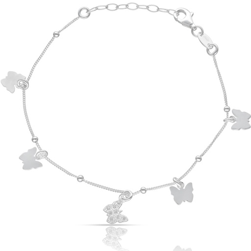 [AG9009] PULSERA PLATA 925MM MINI CHARMS MARIPOSAS