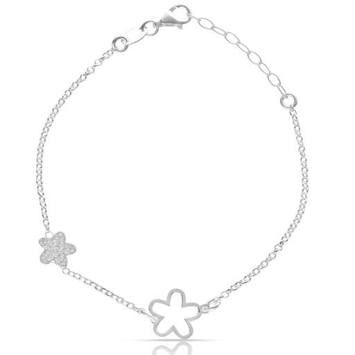 [AG9004] PULSERA PLATA 925MM FLORES