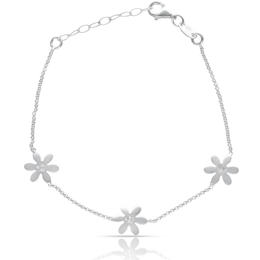 [AG9002] PULSERA PLATA 925MM MARGARITAS + CIRCONITAS