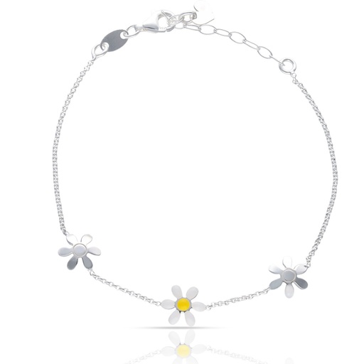 [AG9001] PULSERA PLATA 925MM MARGARITAS + ESMALTADO