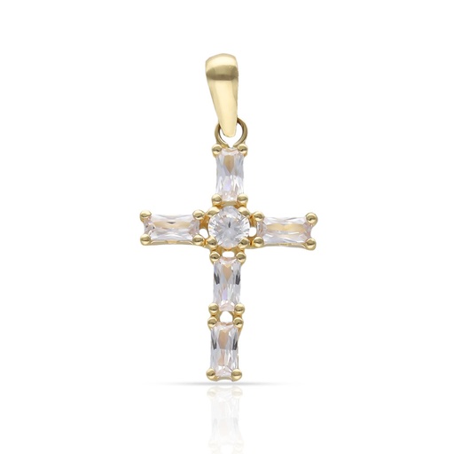 [C506] CRUZ ORO 18KL CIRCONITAS - 13x18MM