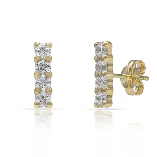 [P1569] PENDIENTES ORO 18KL BARRA 4 CIRCONITAS