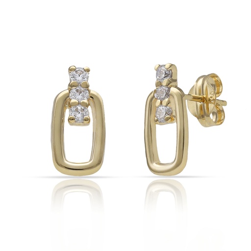 [P1553] PENDIENTES ORO 18KL BARRA + RECTANGULAR