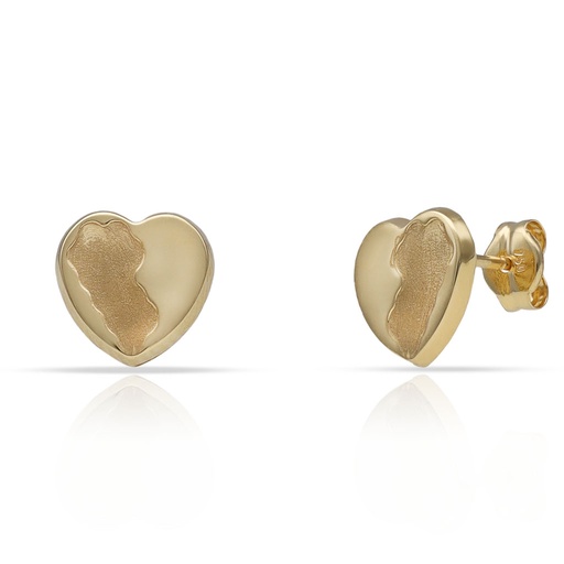 [P1598] PENDIENTES ORO 18KL CORAZON BRILLO + MATE