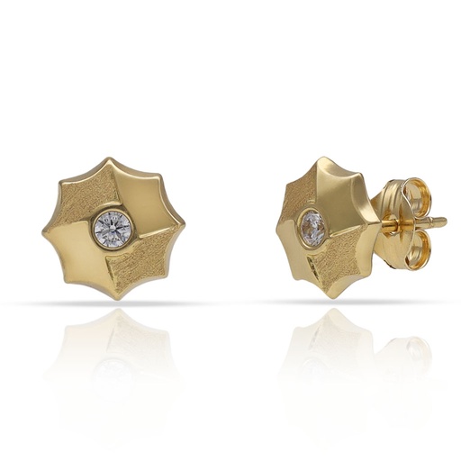 [P1597] PENDIENTES ORO 18KL OCTOGONO CIRCONITAS - 8MM