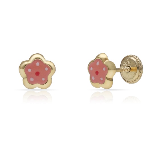 [P1590] PENDIENTES ORO 18KL FLOR ESMALTADA - 6MM
