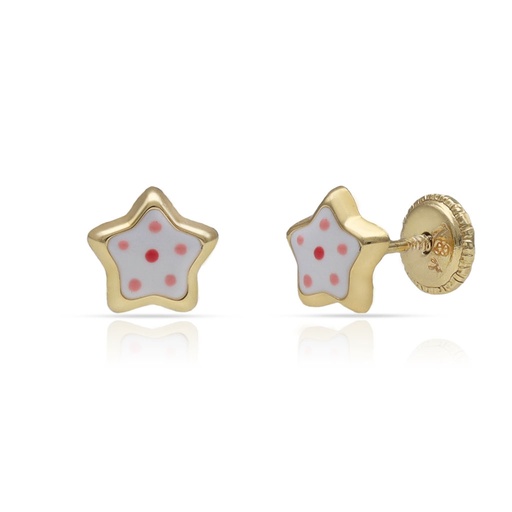 [P1589] PENDIENTES ORO 18KL ESTRELLAS ESMALTADAS - 6MM