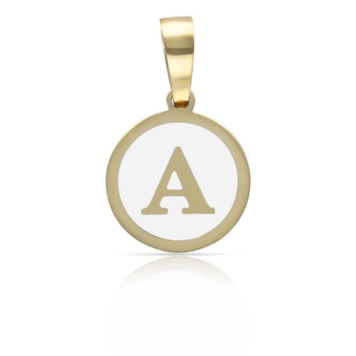 COLGANTE ORO 18KL LETRA ESMALTADA BLANCO - 12MM