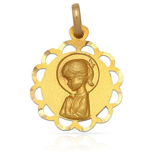 [AG4130] MEDALLA PLATA CHAPADA EN ORO VIRGEN NIÑA - 17MM