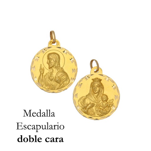 [AG4118] MEDALLA PLATA CHAPADA EN ORO ESCAPULARIO - 13MM