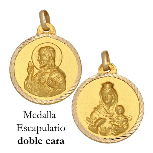 [AG4114] MEDALLA PLATA CHAPADA EN ORO ESCAPULARIO - 22MM