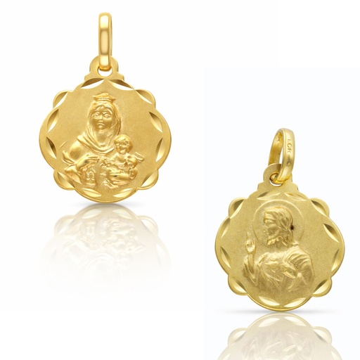 [AG4113] MEDALLA PLATA CHAPADA EN ORO ESCAPULARIO - 16x20MM