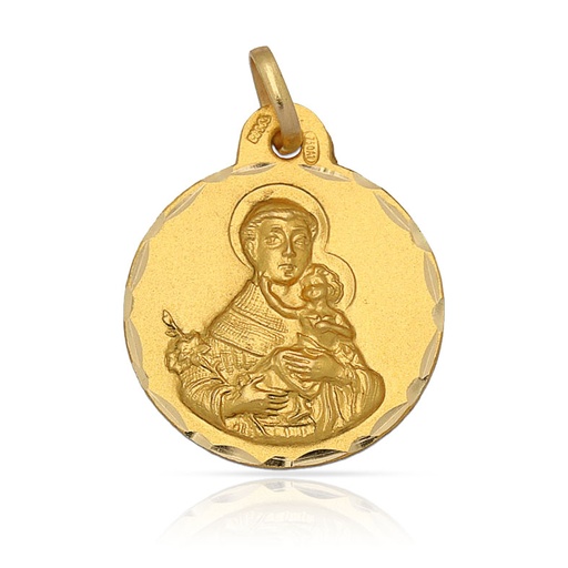 [AG4102] MEDALLA PLATA CHAPADA EN ORO SAN ANTONIO - 17MM
