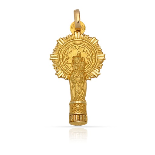 MEDALLA PLATA CHAPADA EN ORO V. DEL PILAR - 15x29MM