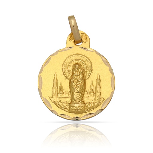 [AG4096] MEDALLA PLATA CHAPADA EN ORO V. DEL PILAR - 17MM