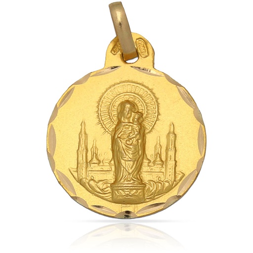 [AG4095] MEDALLA PLATA CHAPADA EN ORO V. DEL PILAR - 19MM