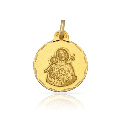 [AG4093] MEDALLA PLATA CHAPADA EN ORO SAN JOSE - 15MM